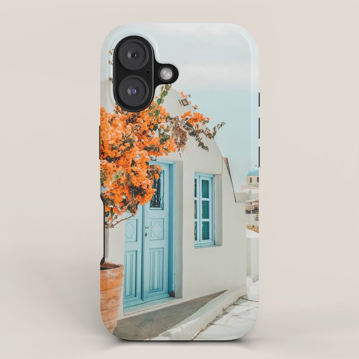 Greece Airbnb, Greece Photography Travel Digital Art, Scenic Landscape Architecture, White Building iPhone Case Gallery Image 1