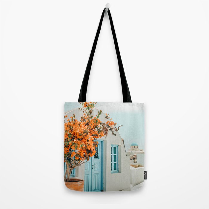 Greece Airbnb, Greece Photography Travel Digital Art, Scenic Landscape Architecture, White Building Tote Bag Gallery Image 2