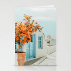Greece Airbnb, Greece Photography Travel Digital Art, Scenic Landscape Architecture, White Building Stationery Card Gallery Image 2