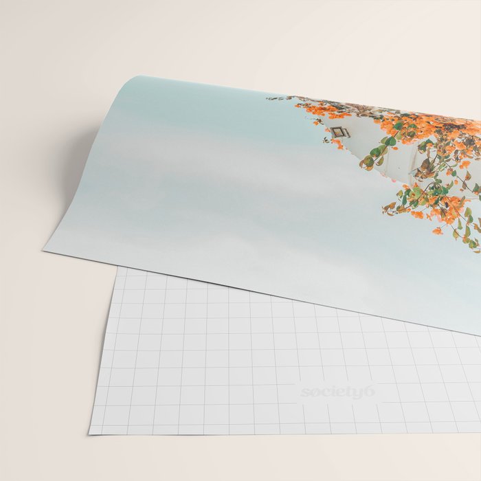 Greece Airbnb, Greece Photography Travel Digital Art, Scenic Landscape Architecture, White Building Wrapping Paper Gallery Image 2