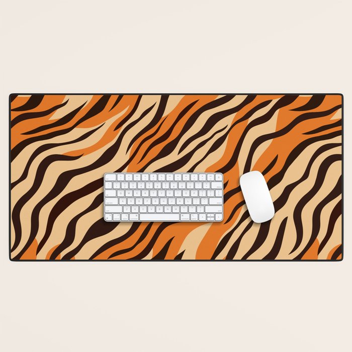 Tiger stripe animal print art pattern Desk Mat Gallery Image 1