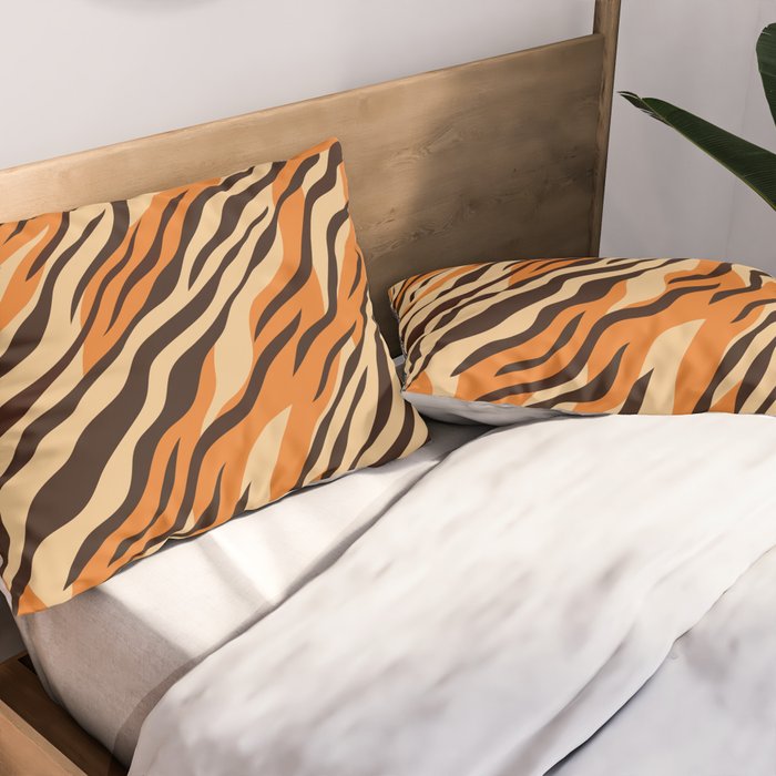 Tiger stripe animal print art pattern Pillow Sham Gallery Image 2