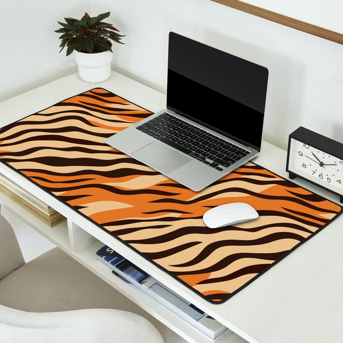Tiger stripe animal print art pattern Desk Mat Gallery Image 2