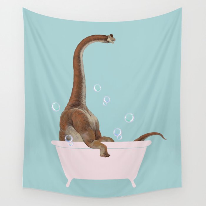 Brachiosaurus in Bathtub Wall Tapestry Gallery Image 1
