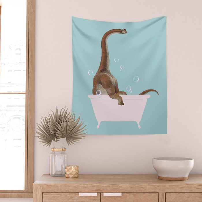 Brachiosaurus in Bathtub Wall Tapestry Gallery Image 2