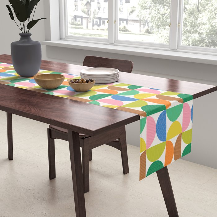 Mid Century Modern Shapes - Multi Color Table Runner Gallery Image 2