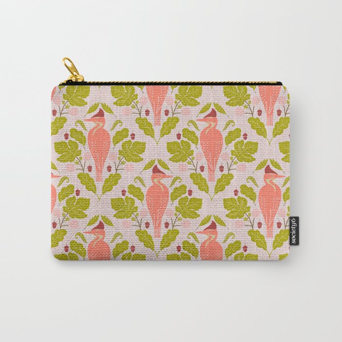 Peach And Pink Woodpecker Carry All Pouch Gallery Image 1