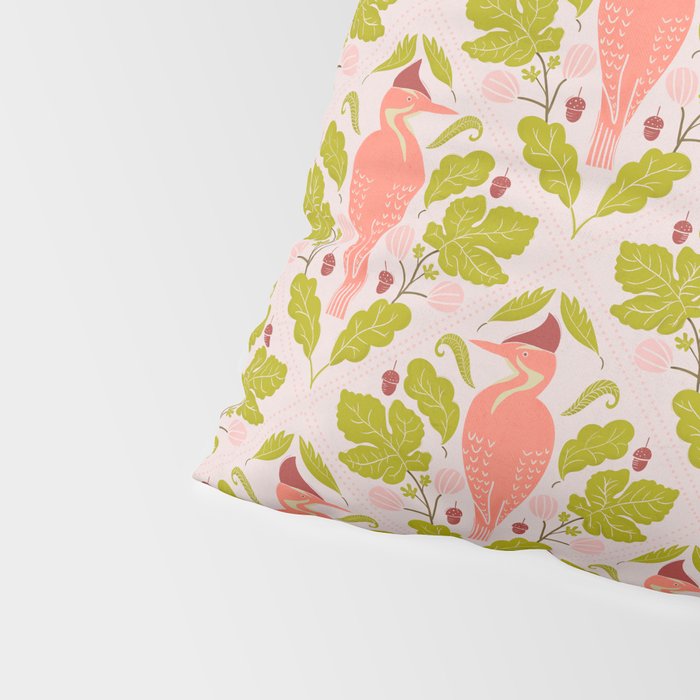 Peach And Pink Woodpecker Pillow Sham Gallery Image 4