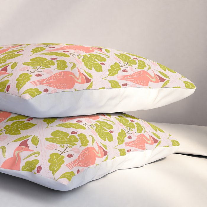 Peach And Pink Woodpecker Pillow Sham Gallery Image 3