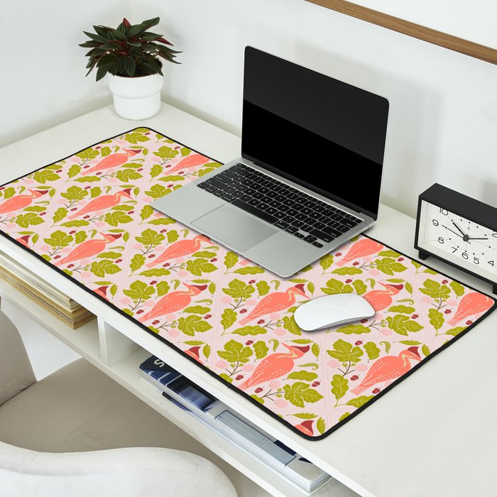 Peach And Pink Woodpecker Desk Mat Gallery Image 2