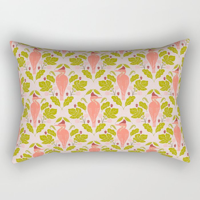 Peach And Pink Woodpecker Rectangular Pillow Gallery Image 1