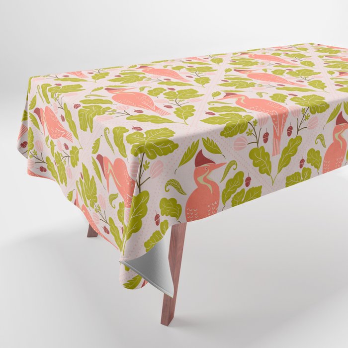 Peach And Pink Woodpecker Tablecloth Gallery Image 1