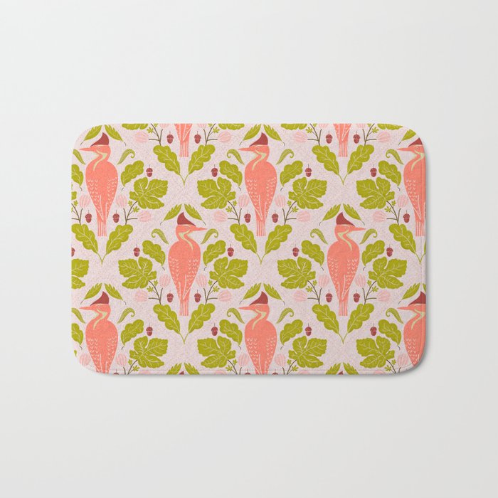 Peach And Pink Woodpecker Bath Mat Gallery Image 1