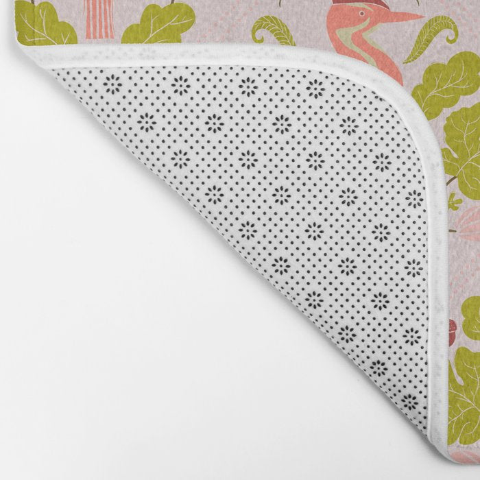Peach And Pink Woodpecker Bath Mat Gallery Image 2