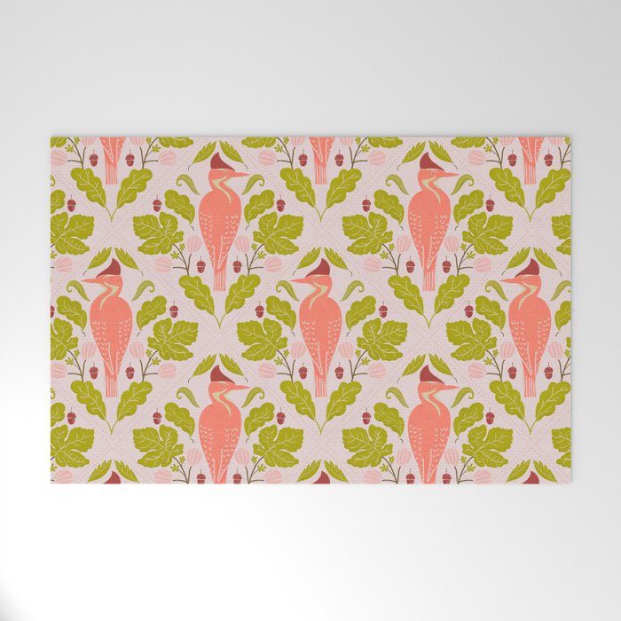 Peach And Pink Woodpecker Welcome Mat Gallery Image 1