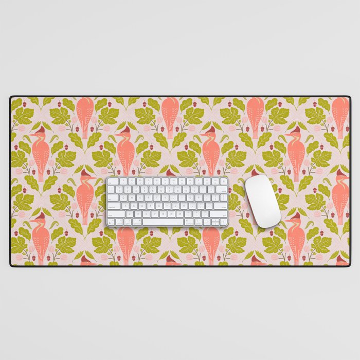 Peach And Pink Woodpecker Desk Mat Gallery Image 1