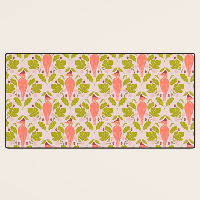 Peach And Pink Woodpecker Desk Mat Gallery Image 3