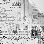 Nostalgic Message Charming Vintage Letters And Postcards Black White Pattern Wall Tapestry Gallery Image 3