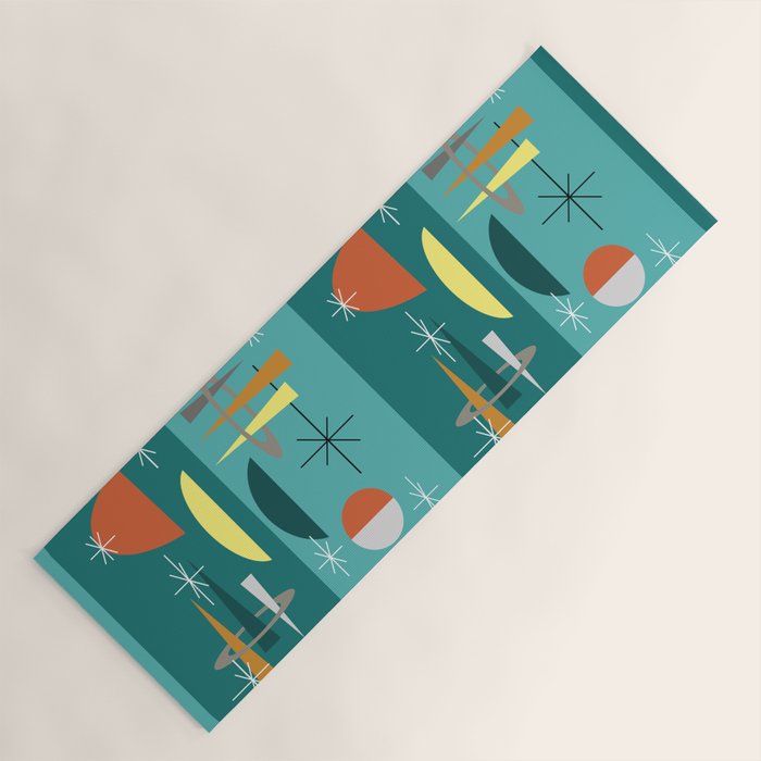 Turquoise Mid Century Modern Yoga Mat Gallery Image 1