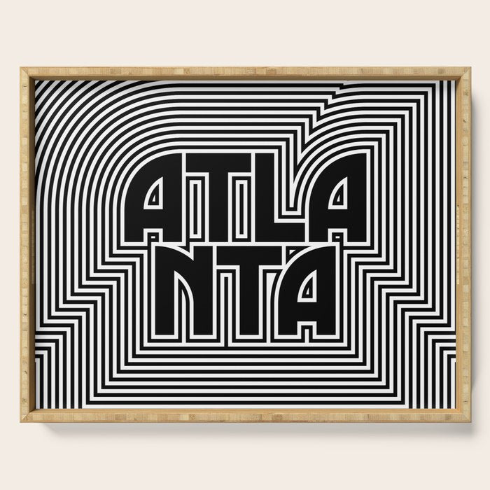 Atlanta City Text Pattern USA Serving Tray Gallery Image 1