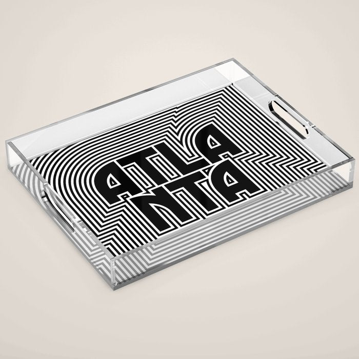 Atlanta City Text Pattern USA Acrylic Tray Gallery Image 1