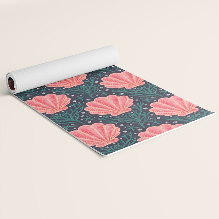 Seashell - pink and blue Yoga Mat Gallery Image 2