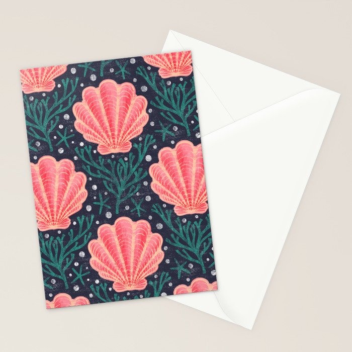 Seashell - pink and blue Stationery Card Gallery Image 2