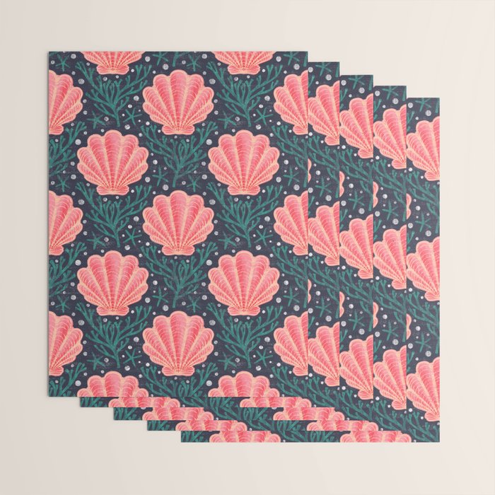 Seashell - pink and blue Wrapping Paper Gallery Image 3