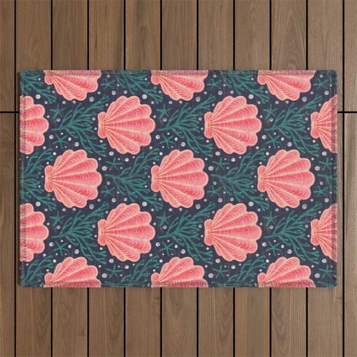 Seashell - pink and blue Outdoor Rug Gallery Image 1