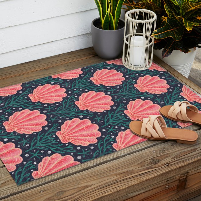 Seashell - pink and blue Outdoor Rug Gallery Image 2