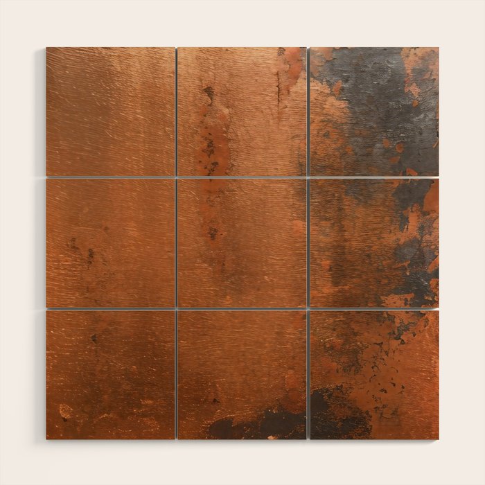 Japandi Art Copper and Black Rust Wood Wall Art Gallery Image 1