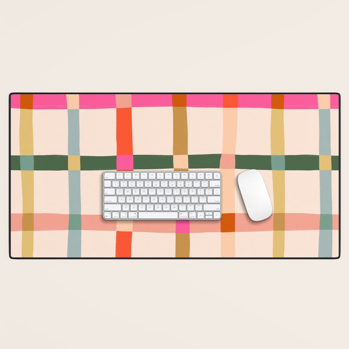 Colourful window pane checked pattern Desk Mat Gallery Image 1
