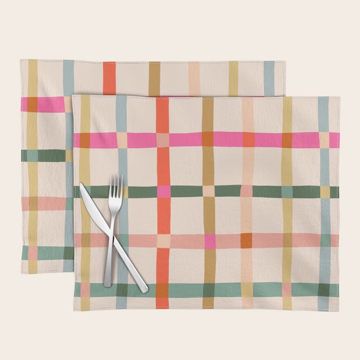 Colourful window pane checked pattern Placemat Gallery Image 1