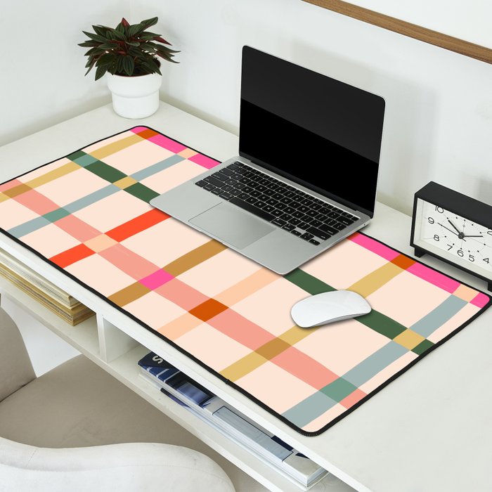 Colourful window pane checked pattern Desk Mat Gallery Image 2
