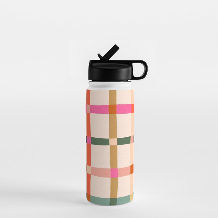 Colourful window pane checked pattern Water Bottle Gallery Image 1