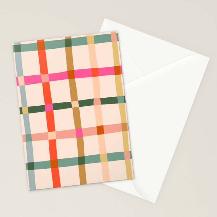 Colourful window pane checked pattern Stationery Card Gallery Image 2