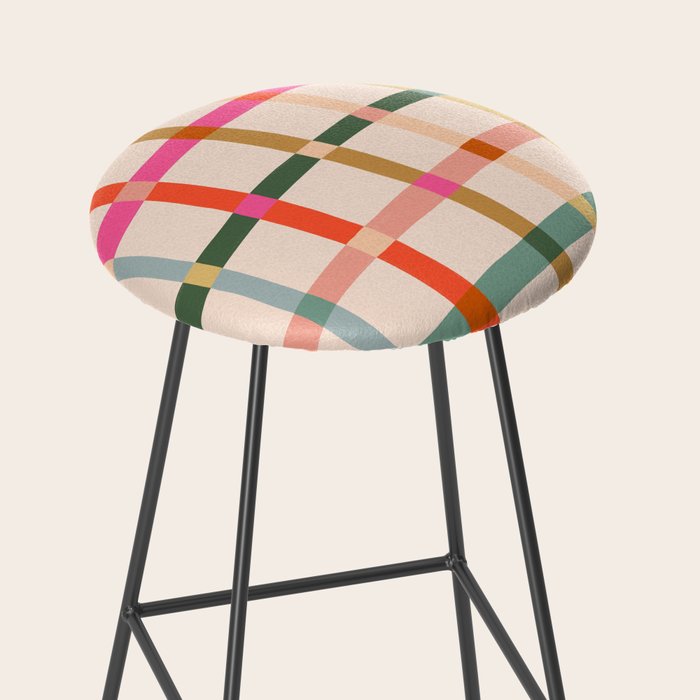 Colourful window pane checked pattern Stool Gallery Image 2