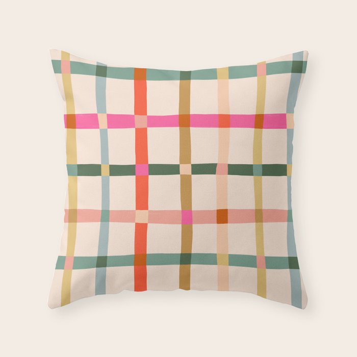 Colourful window pane checked pattern Throw Pillow Gallery Image 6