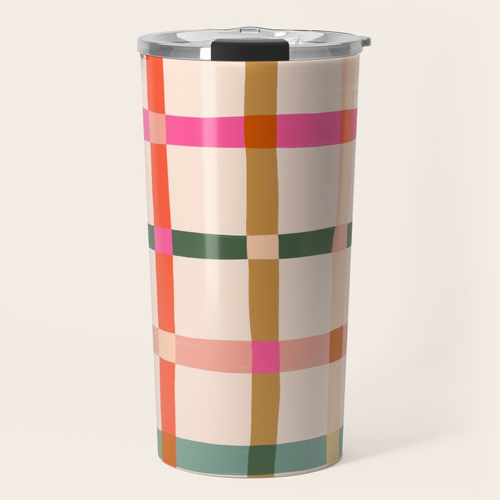Colourful window pane checked pattern Travel Mug Gallery Image 1