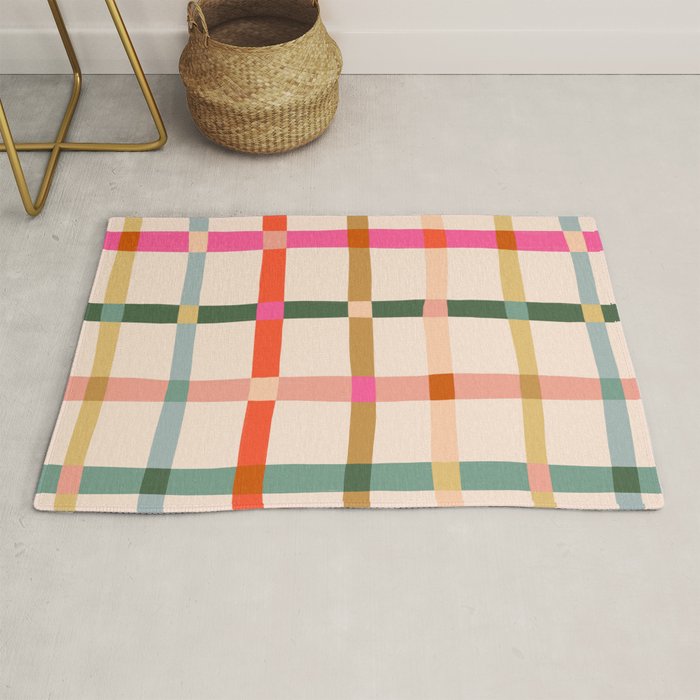 Colourful window pane checked pattern Rug Gallery Image 1