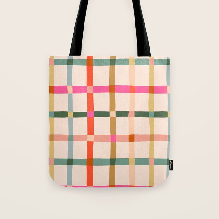 Colourful window pane checked pattern Tote Bag Gallery Image 1