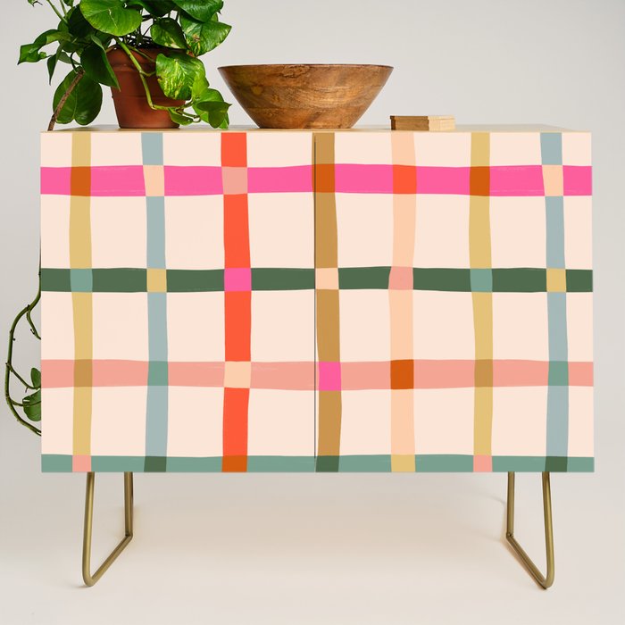 Colourful window pane checked pattern Credenza Gallery Image 1