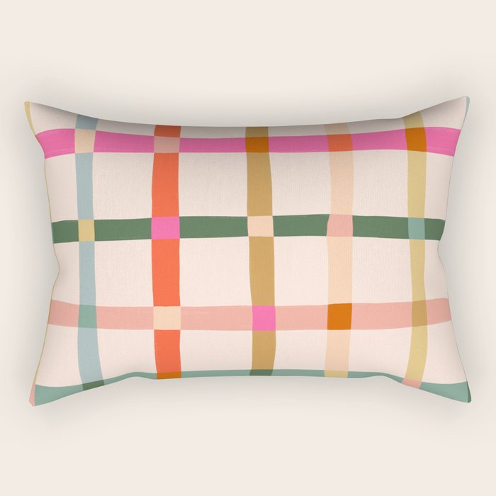 Colourful window pane checked pattern Rectangular Pillow Gallery Image 1