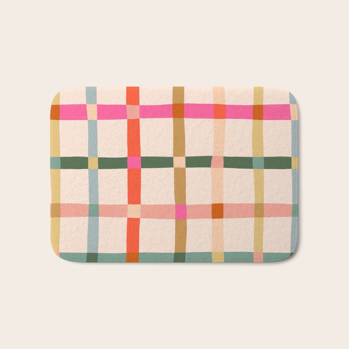 Colourful window pane checked pattern Bath Mat Gallery Image 1