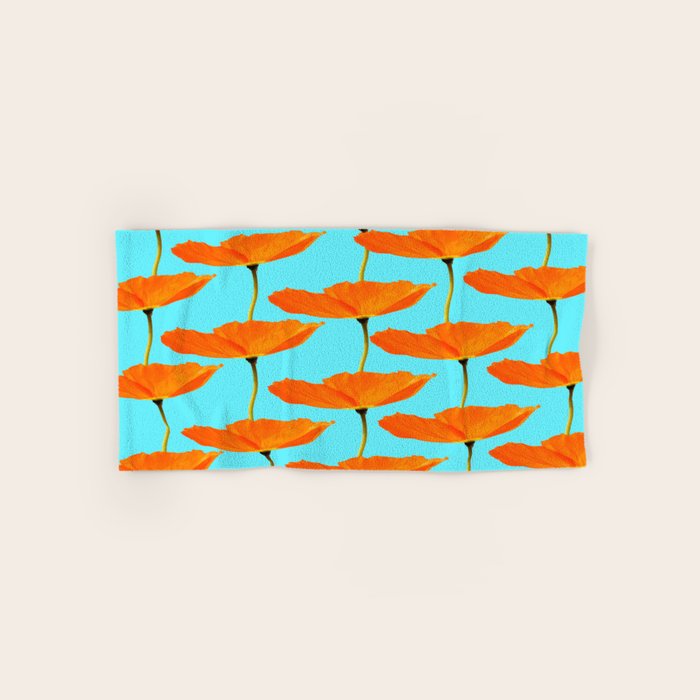 Poppies On A Turquoise Background #decor #society6 #buyart Bath Towel Gallery Image 1