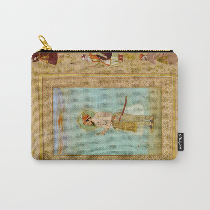 Emperor Shah Jahan Antique Indian Miniature Painted Illustration Carry All Pouch Gallery Image 1