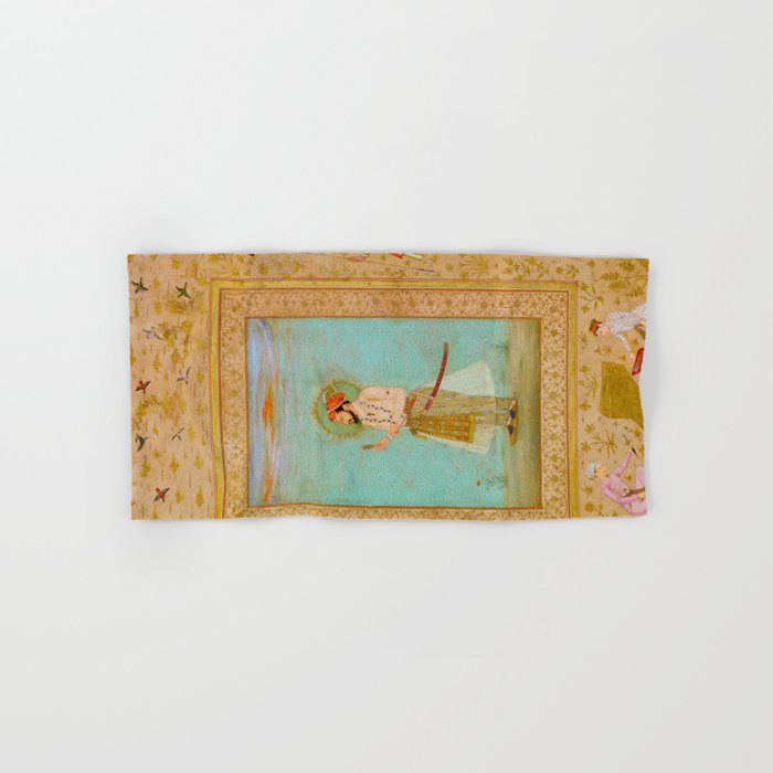 Emperor Shah Jahan Antique Indian Miniature Painted Illustration Bath Towel Gallery Image 1