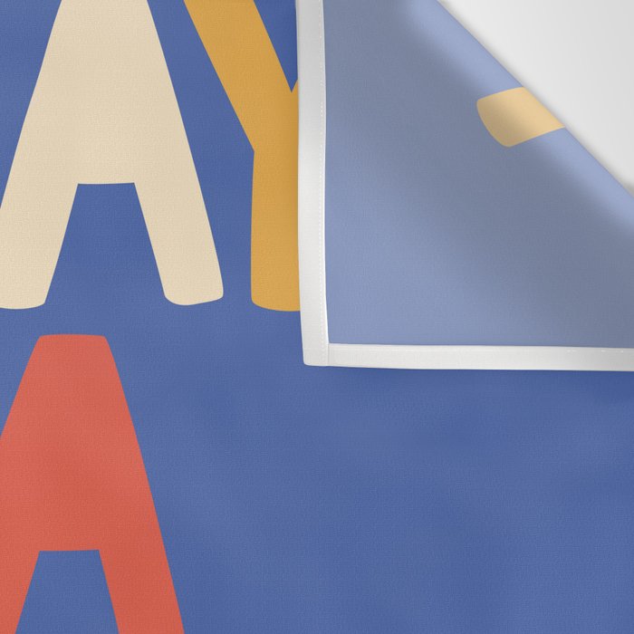 Today is a Good Day in blue red peach pink and mustard yellow Wall Tapestry Gallery Image 3