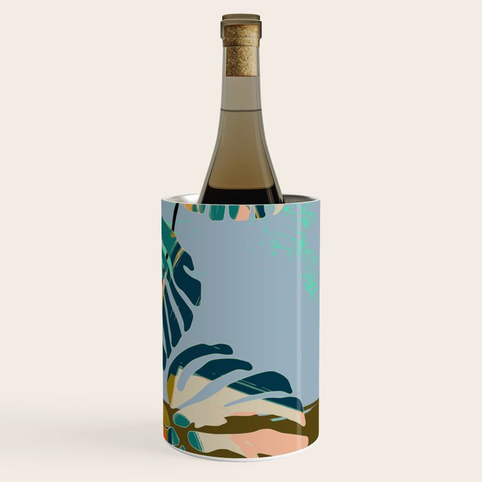 colorful monstera leaves Wine Chiller Gallery Image 3