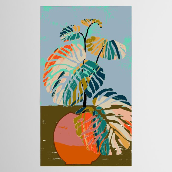 colorful monstera leaves Tablecloth Gallery Image 2